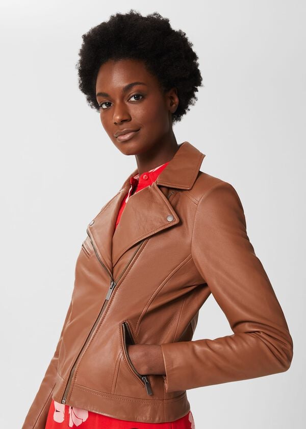 Hobbs Dakota Leather Jacket Tan