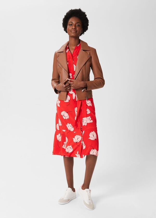 hobbs Dakota Leather Jacket Tan