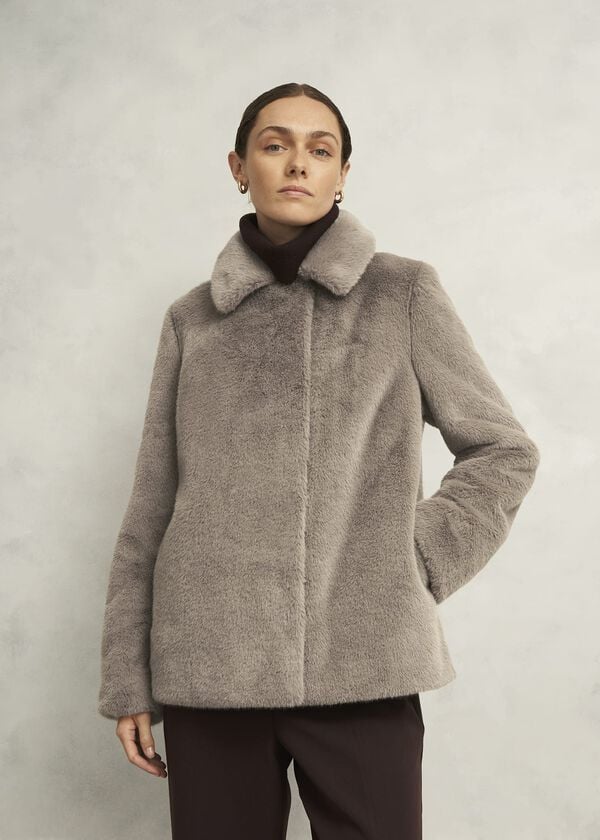 hobbs Dania Faux Fur Coat Mink