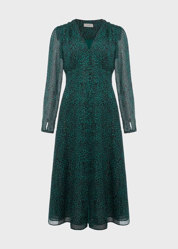 Hobbs Danica Fit And Flare Dress Sea Green