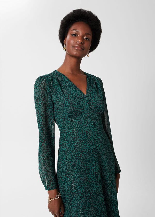 Hobbs Danica Fit And Flare Dress Sea Green