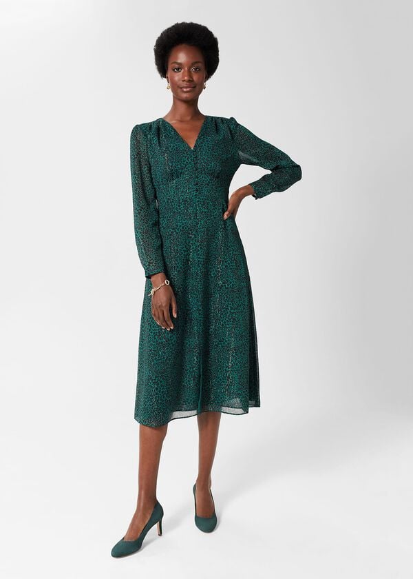 hobbs Danica Fit And Flare Dress Sea Green