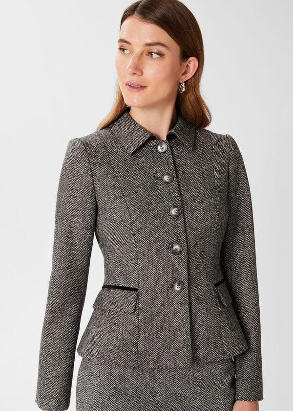 Hobbs Daniella Wool Jacket Black White