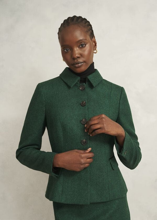 hobbs Daniella Wool Jacket Green Multi