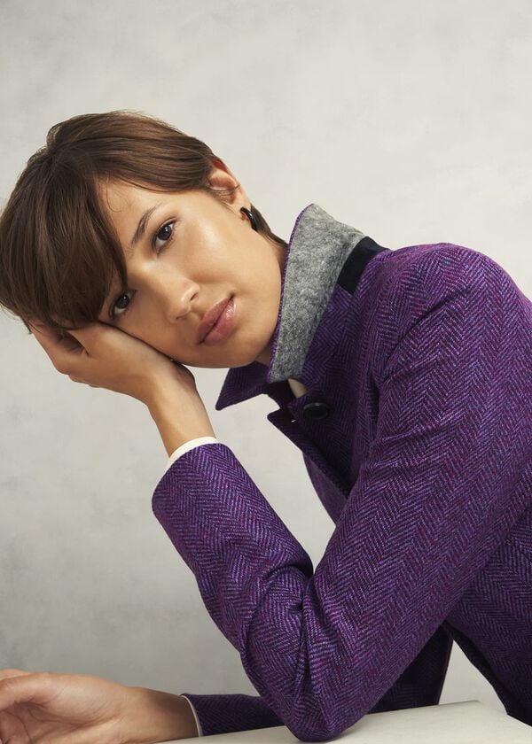 Hobbs Daniella Wool Jacket Purple Multi