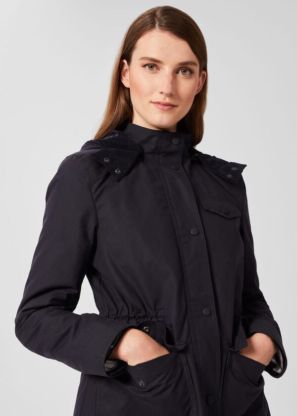Hobbs Dannie Waxed Cotton Coat Navy