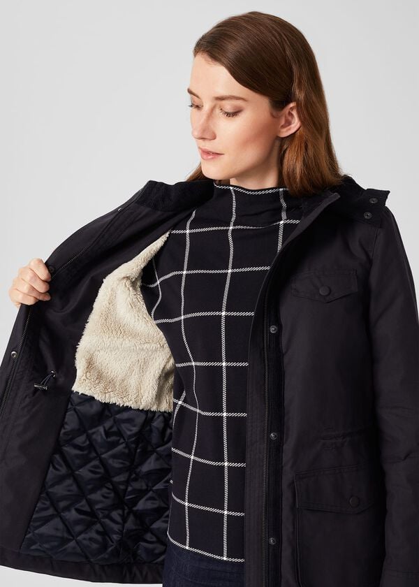 Hobbs Dannie Waxed Cotton Coat Navy
