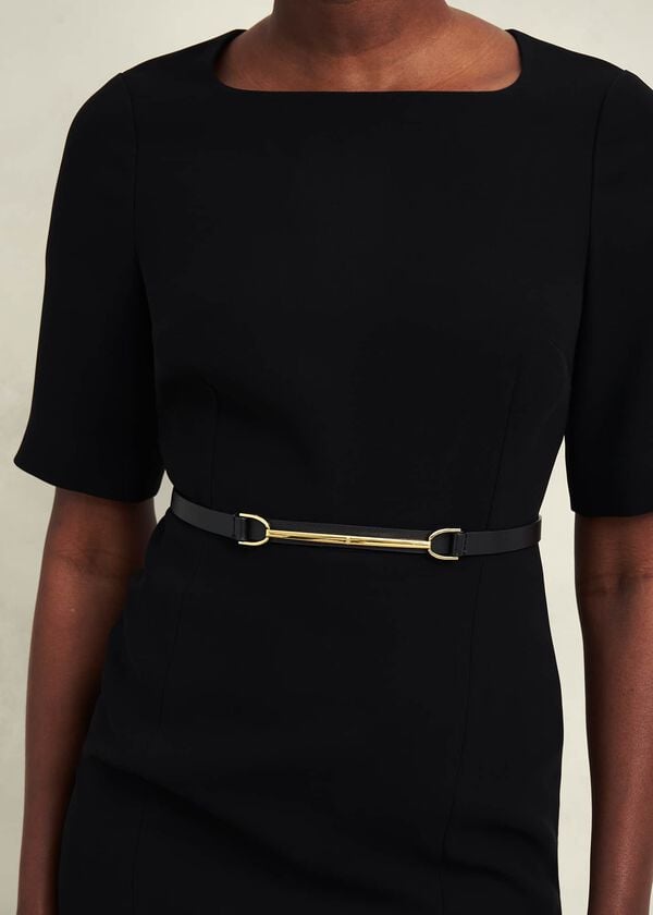 Hobbs Daphne Leather Waist Belt Black