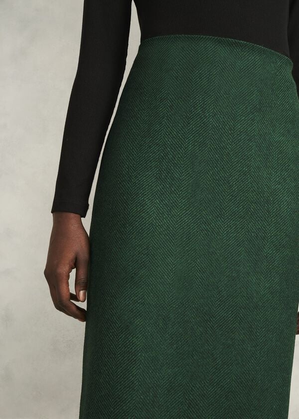 Hobbs Daphne Wool Skirt Green Multi