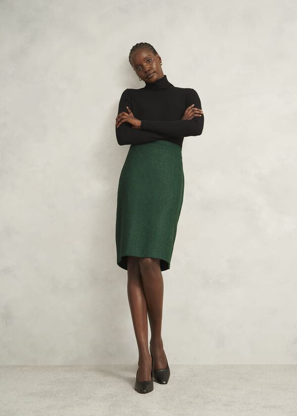 hobbs Daphne Wool Skirt Green Multi