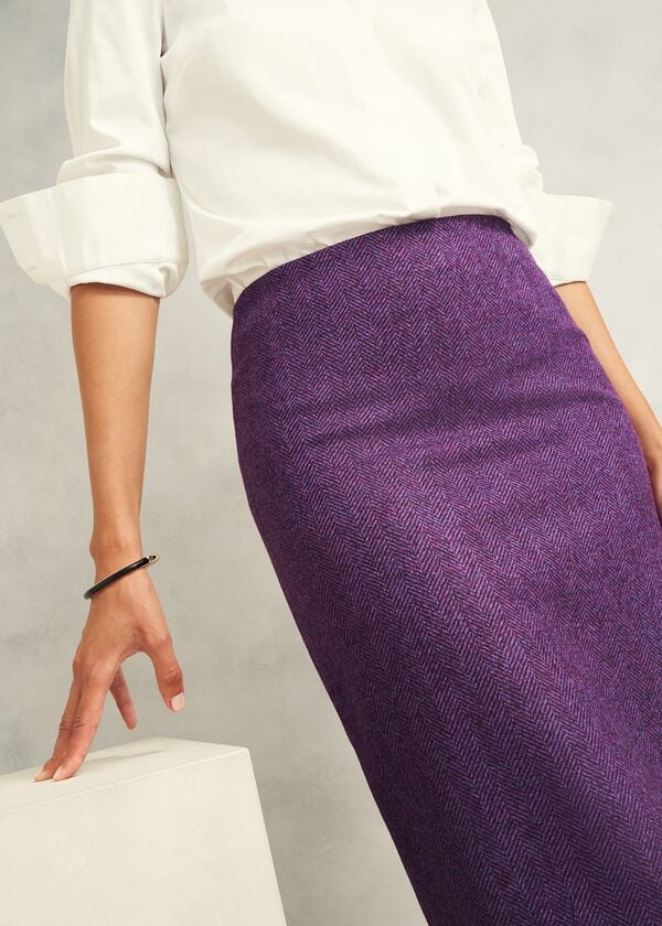 Hobbs Daphne Wool Skirt Purple Multi