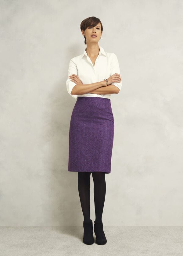hobbs Daphne Wool Skirt Purple Multi