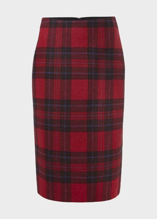 Hobbs Daphne Wool Skirt Red Black