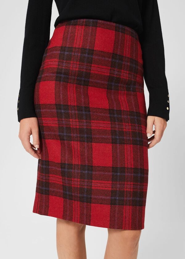 Hobbs Daphne Wool Skirt Red Black