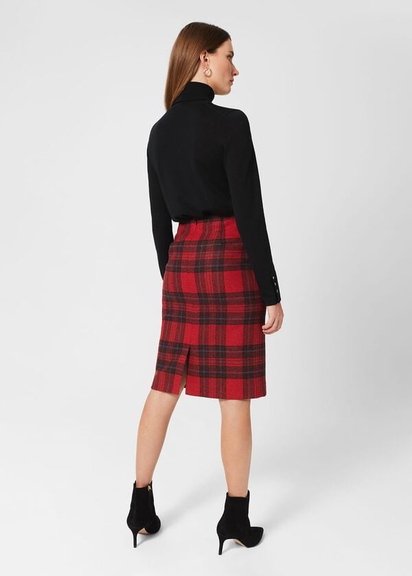 Hobbs Daphne Wool Skirt Red Black