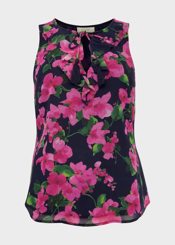 Hobbs Darcey Floral Top Navy Multi