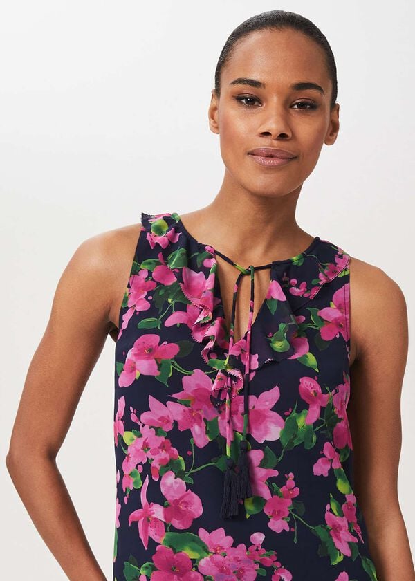 Hobbs Darcey Floral Top Navy Multi