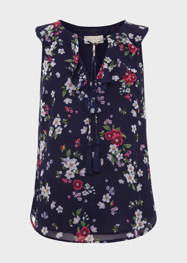 Hobbs Darcey Floral Top Navy Multi