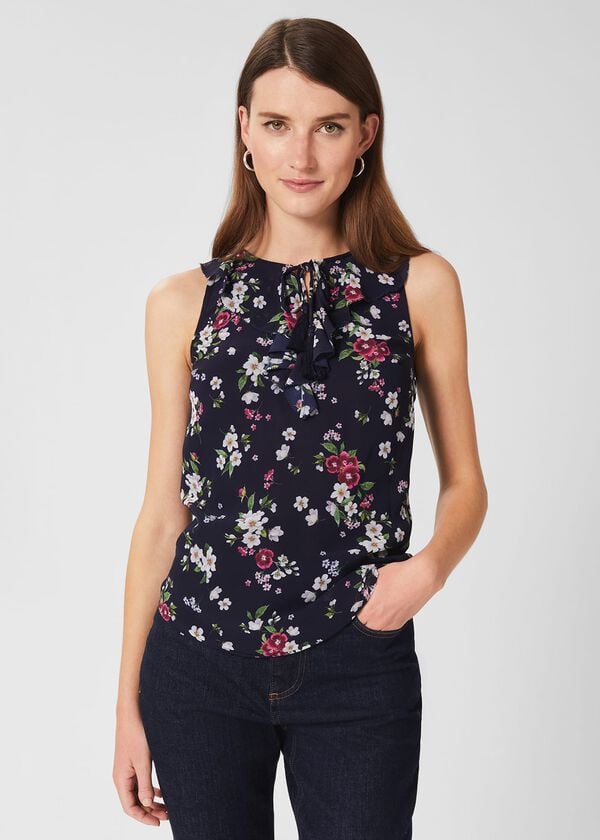 hobbs Darcey Floral Top Navy Multi