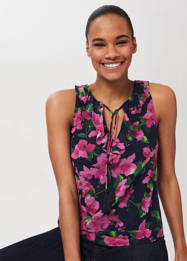 hobbs Darcey Floral Top Navy Multi