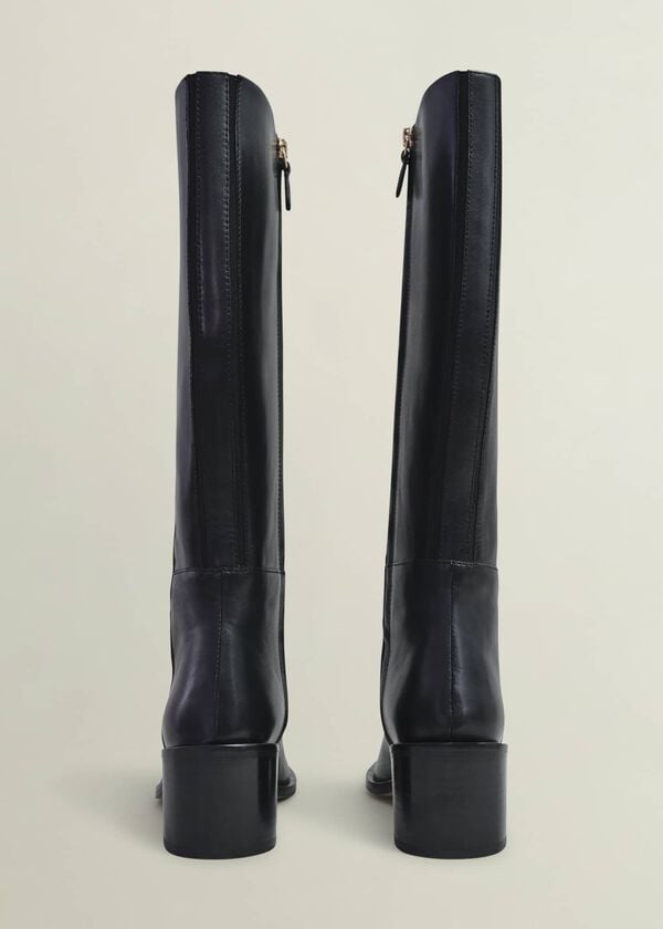 Hobbs Darcie Leather Knee Boots Black