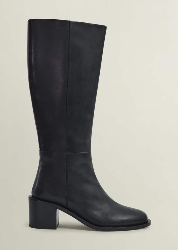 hobbs Darcie Leather Knee Boots Black