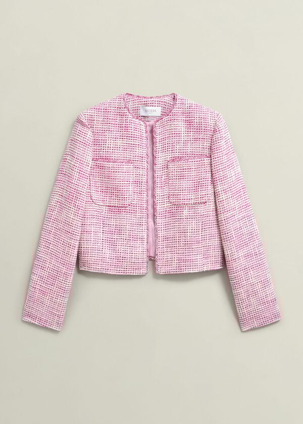 Hobbs Darcy Tweed Jacket Pink Ivory