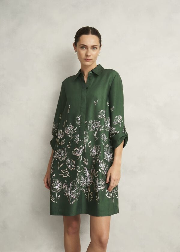 hobbs Dark Green Marci Tunic Dress Green Multi