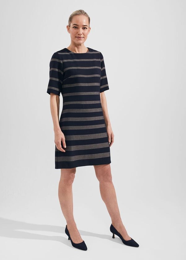 hobbs Darla Dress Navy Camel