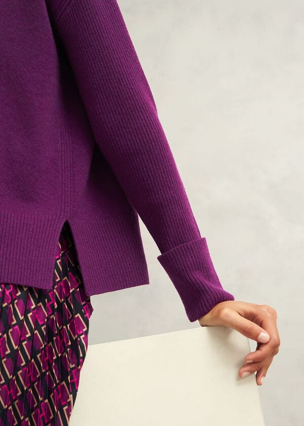 Hobbs Darla Jumper With Cashmere Vibrant Purple