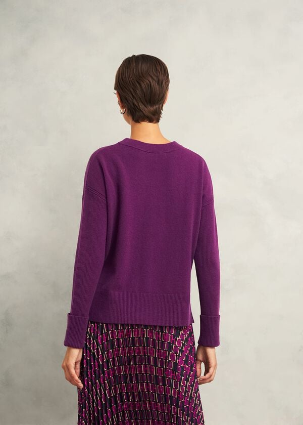 Hobbs Darla Jumper With Cashmere Vibrant Purple