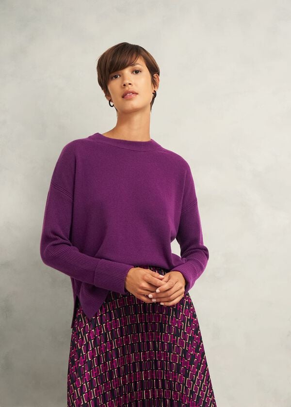 hobbs Darla Jumper With Cashmere Vibrant Purple