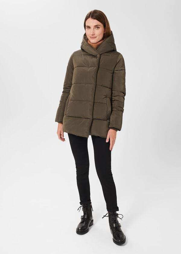 hobbs Darla Short Puffer Jacket Dark Olive