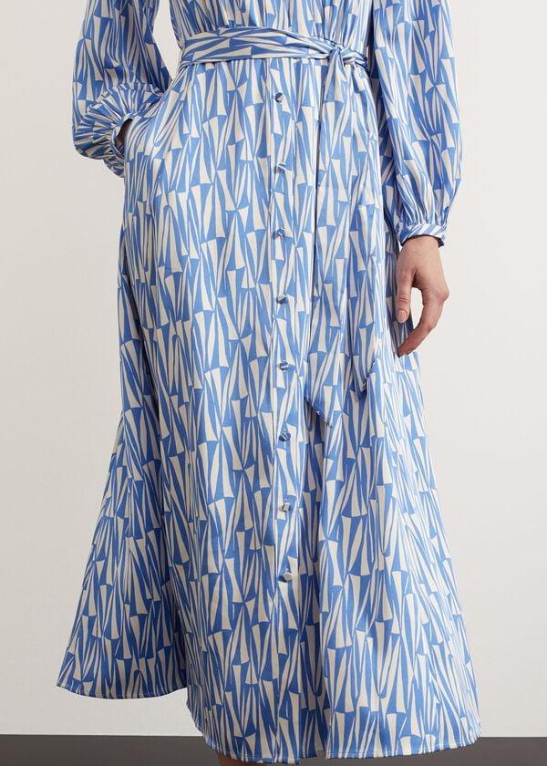 Hobbs Deanery Midi Dress Blue Ivory