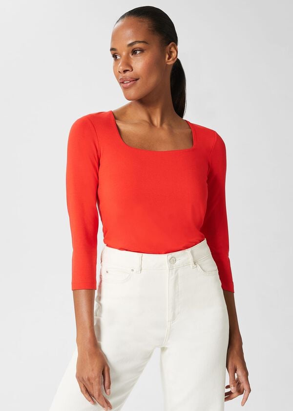 Hobbs Debbie Double Fronted Top Coral Red