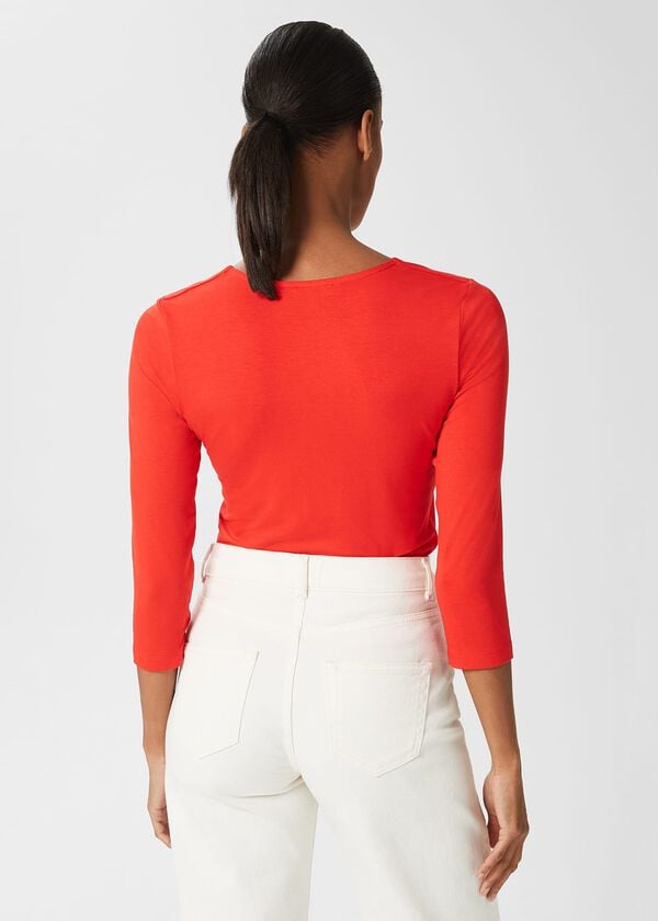 Hobbs Debbie Double Fronted Top Coral Red