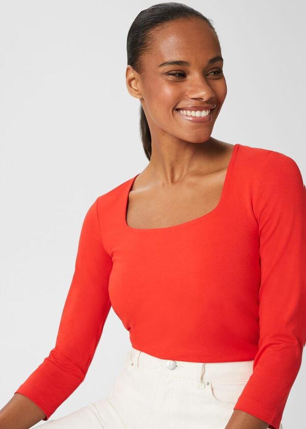 hobbs Debbie Double Fronted Top Coral Red