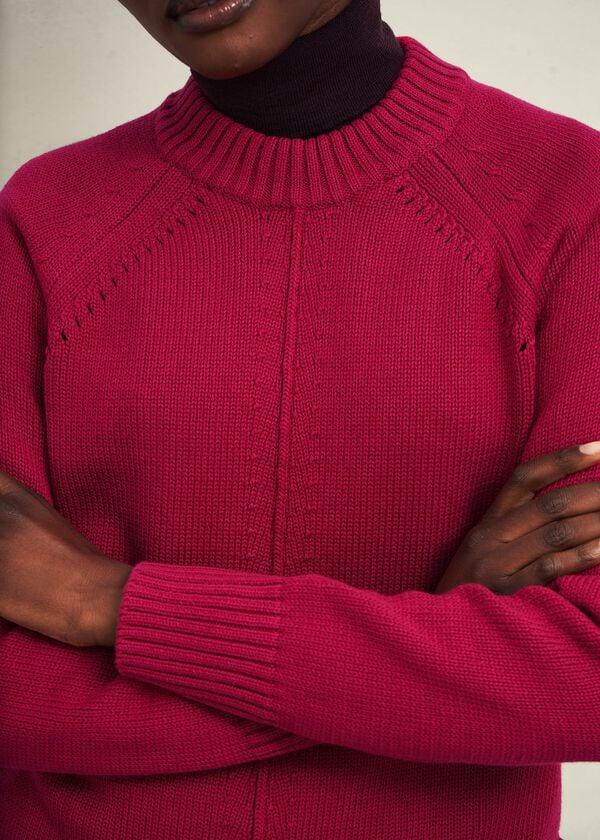 Hobbs Deborah Cotton Jumper Cranberry