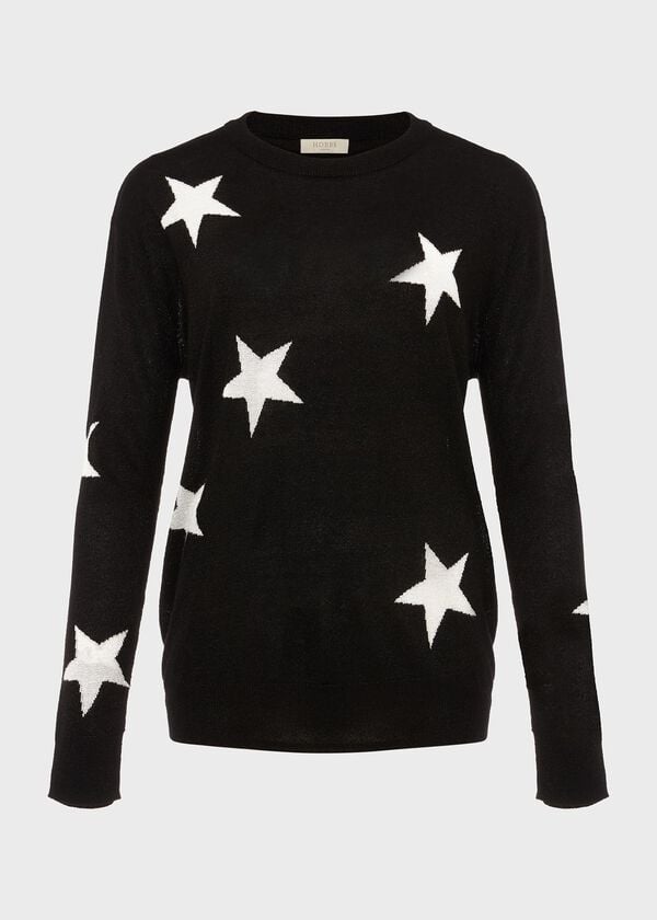 Hobbs Deborah Sparkle Star Jumper Black Silver