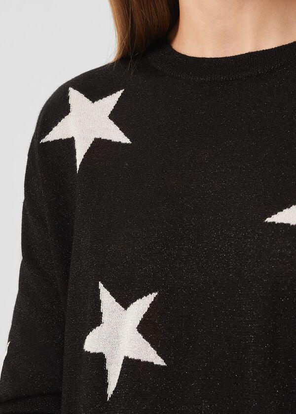 Hobbs Deborah Sparkle Star Jumper Black Silver