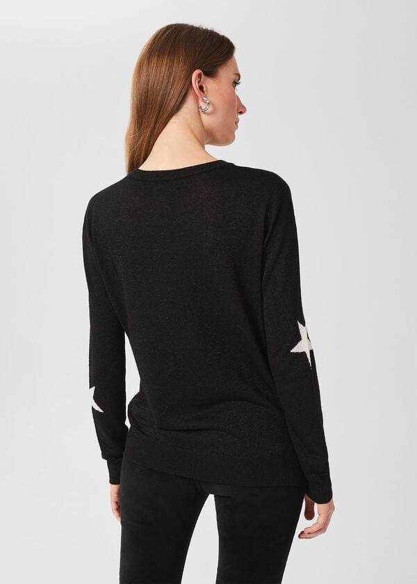 Hobbs Deborah Sparkle Star Jumper Black Silver