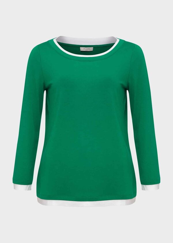 Hobbs Delaney Top Green Ivory