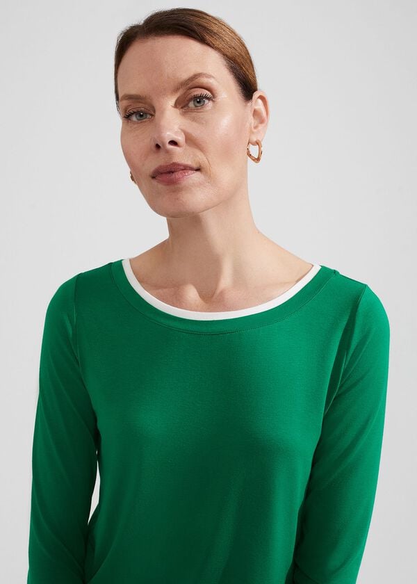 Hobbs Delaney Top Green Ivory