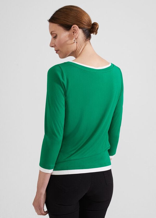 Hobbs Delaney Top Green Ivory