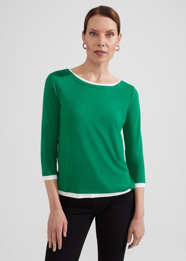 hobbs Delaney Top Green Ivory