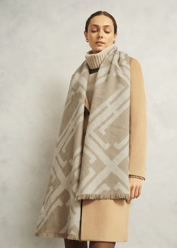 Hobbs Delaney Wool Scarf Camel Cream