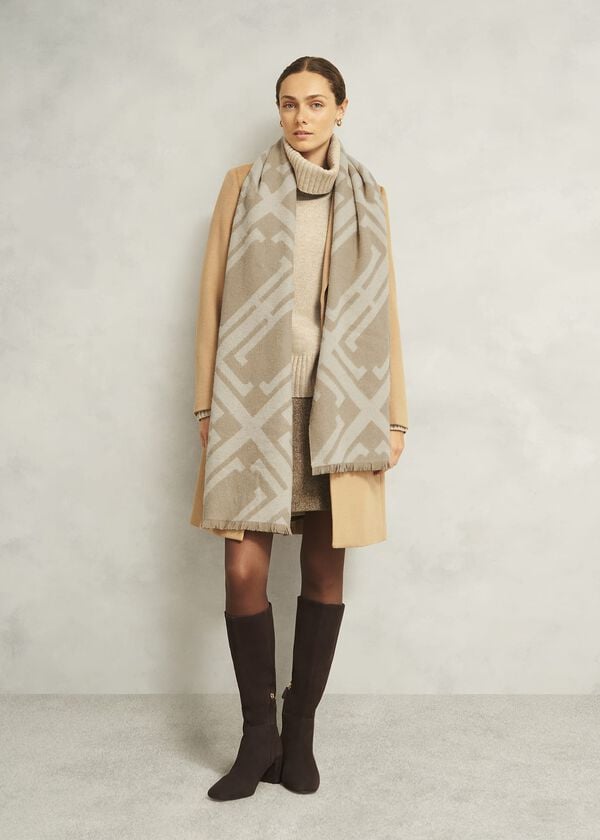 Hobbs Delaney Wool Scarf Camel Cream