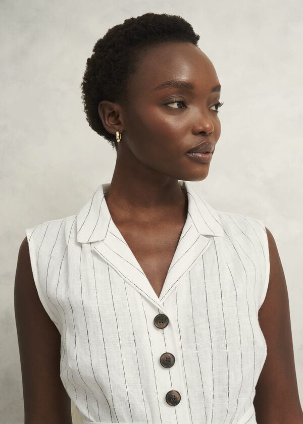 Hobbs Destiny Linen Jumpsuit Ivory Navy