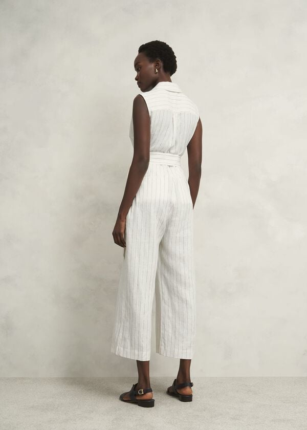 Hobbs Destiny Linen Jumpsuit Ivory Navy