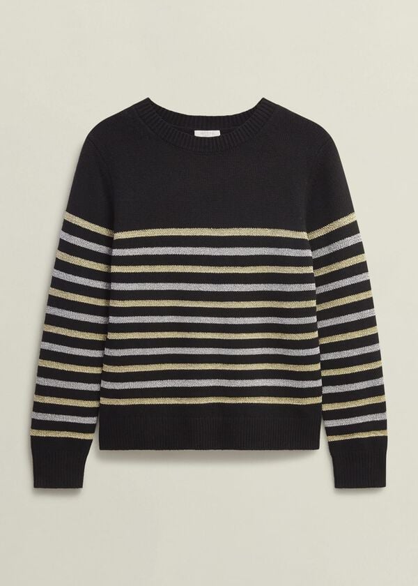 Hobbs Destiny Sparkle Stripe Jumper Black Multi
